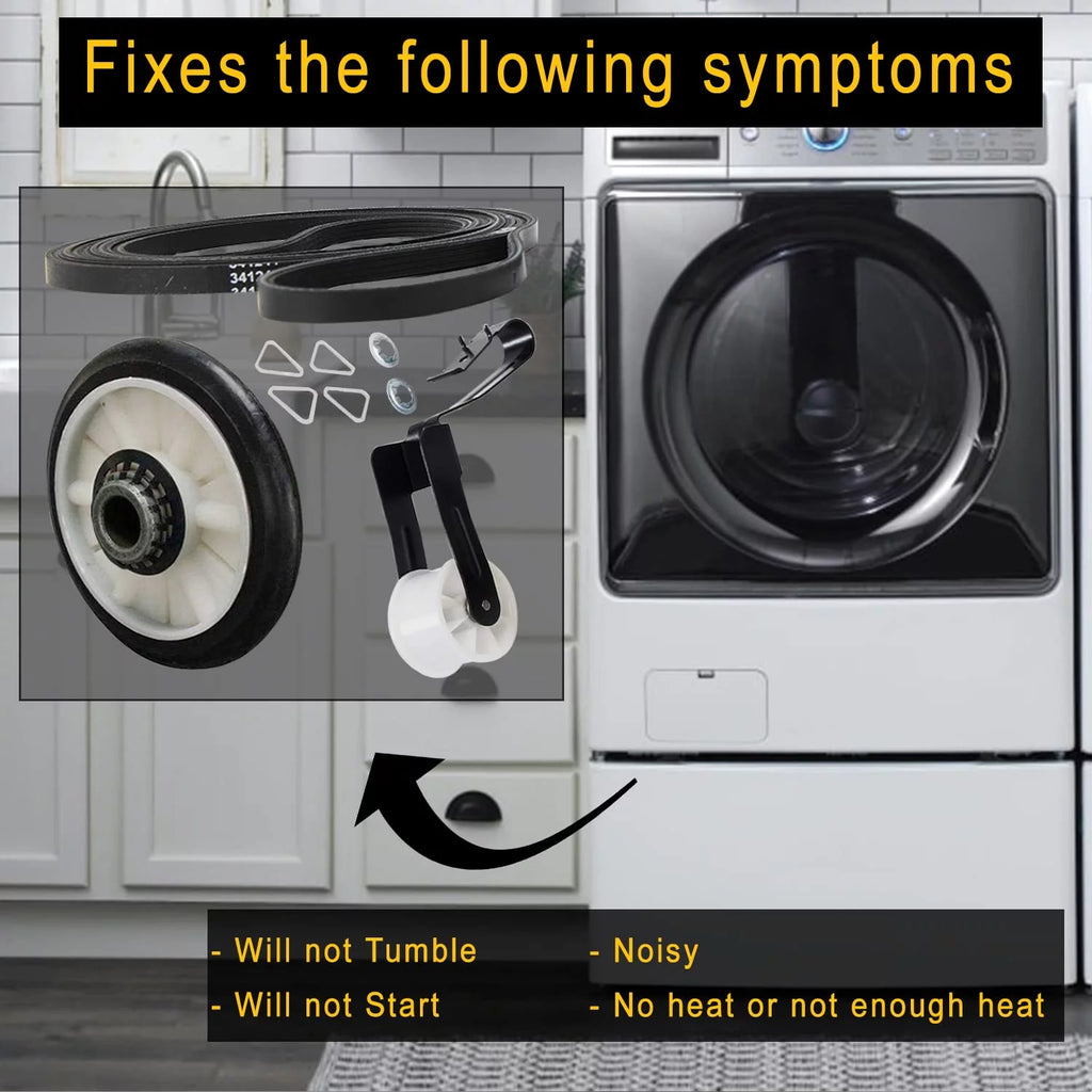 Dryer Repair Kit with Drum Roller Kit, Idler Pulley, Belt C517