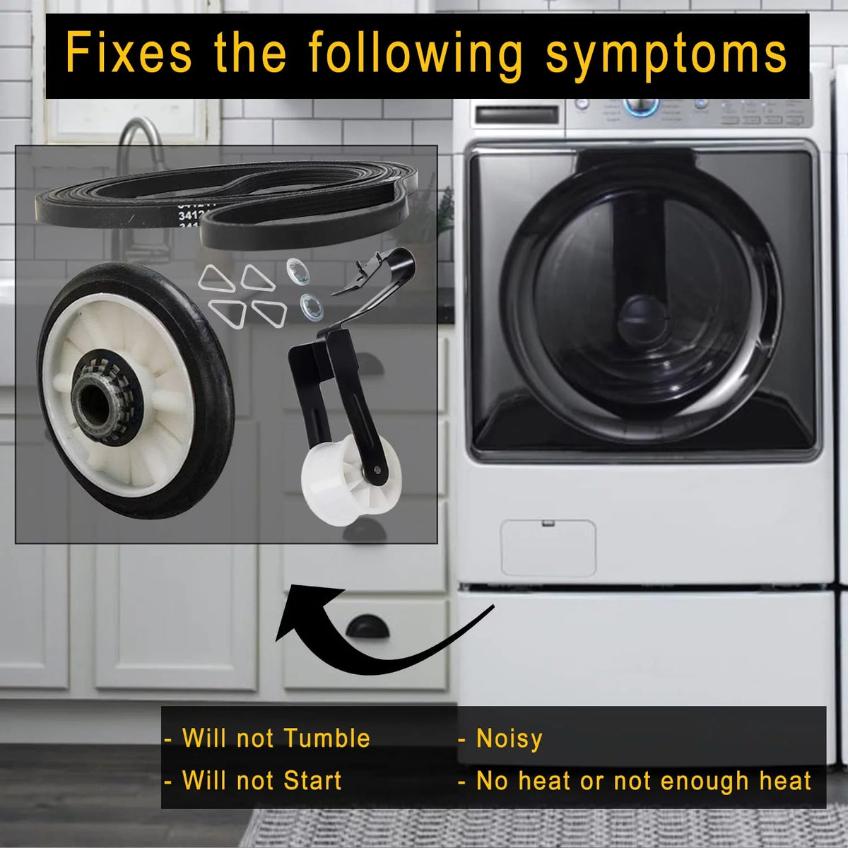 Dryer Repair Kit with Drum Roller Kit, Idler Pulley, Belt C517