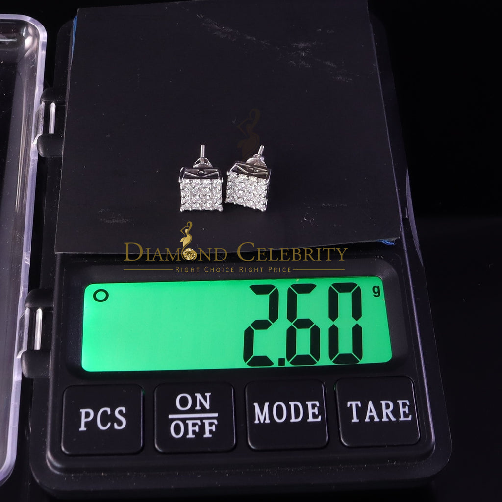 925 Silver White Moissanite Square Stud Earrings X203048