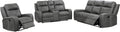 3-Piece Upholstered Motion Reclining Sofa Set Grey M2756