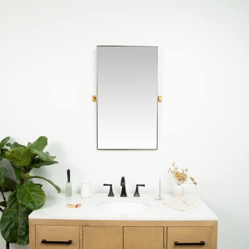 24x36 inch Gold Metal Framed Rectangular Pivot Mirror V931832