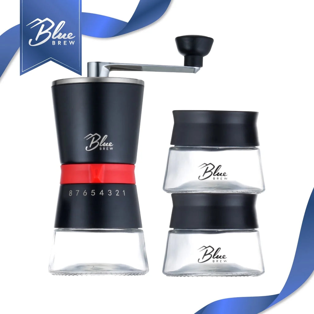 Manual Coffee Grinder with Conical Ceramic Burrs and 2 Airtight Glass Jars U3276