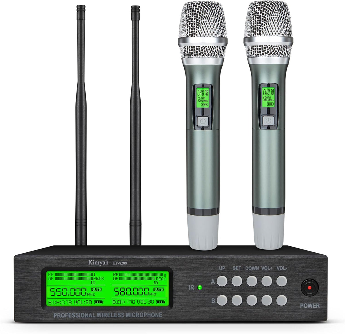 Wireless Lavalier and Headset Microphone System, Dual UHF Cordless Bodypack Mics, 328ft Range E732