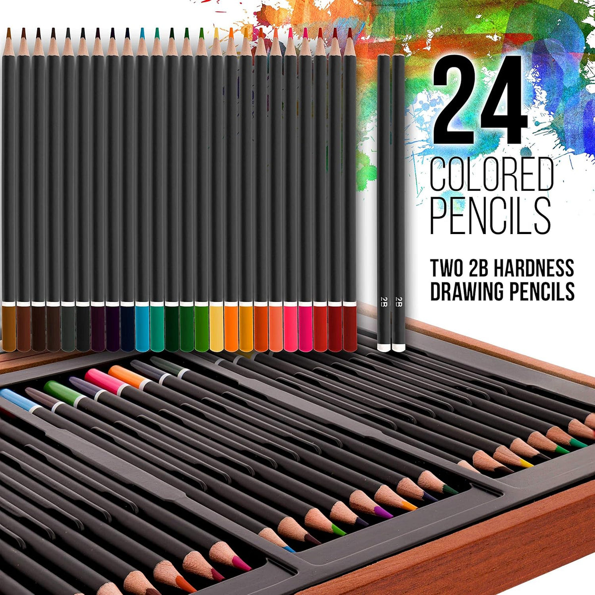 104-Piece Deluxe Art Creativity Set in Wooden Case with Wood Desk Easel Y6231