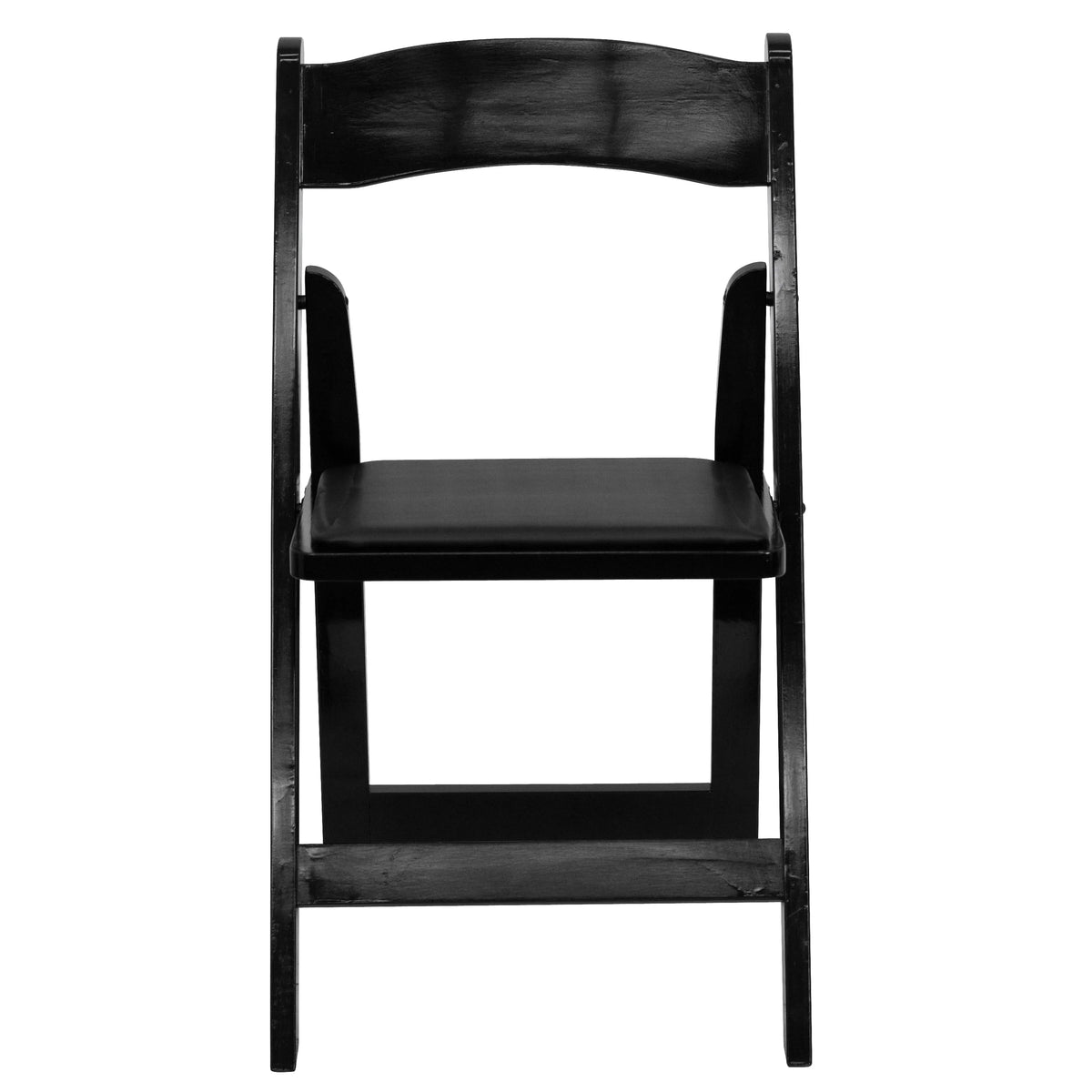 2 Pack Black Wood Folding Chair with Vinyl Padded Seat W900