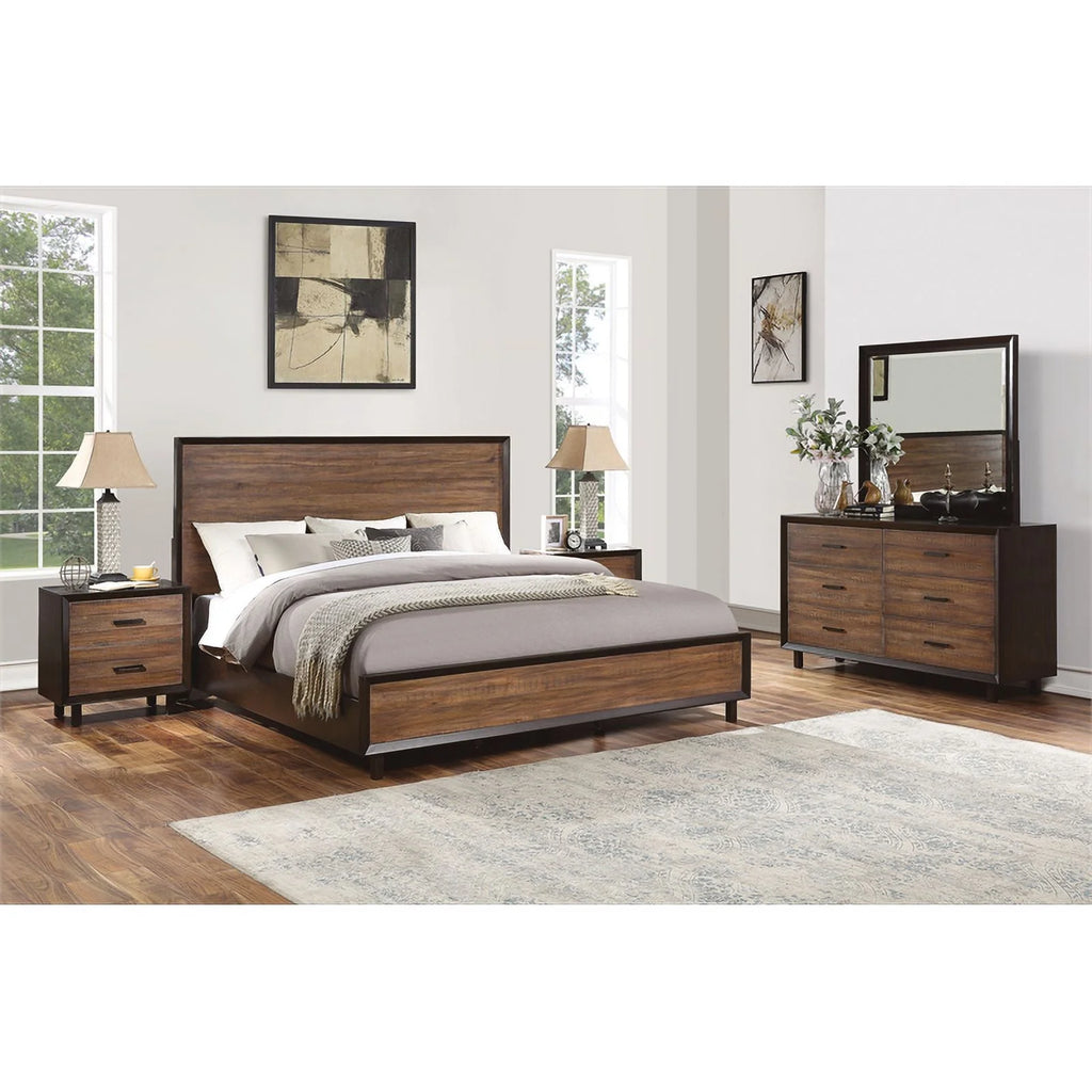 Brown King Bed Walnut Acacia Hardwoods R56711