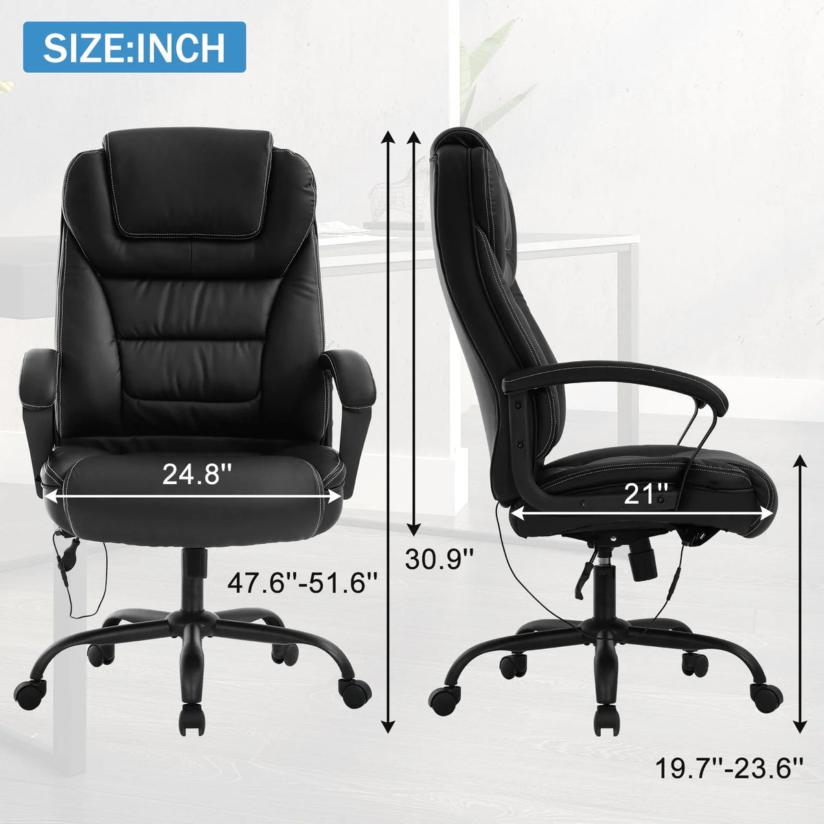 500 lbs Capacity Leather Ergonomic Office Chair D237855