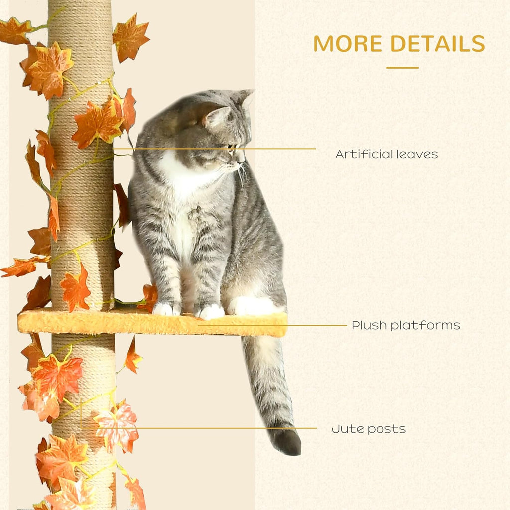 80" - 95" Adjustable 3-Level Cat Tree with Sisal Scratching Post C564