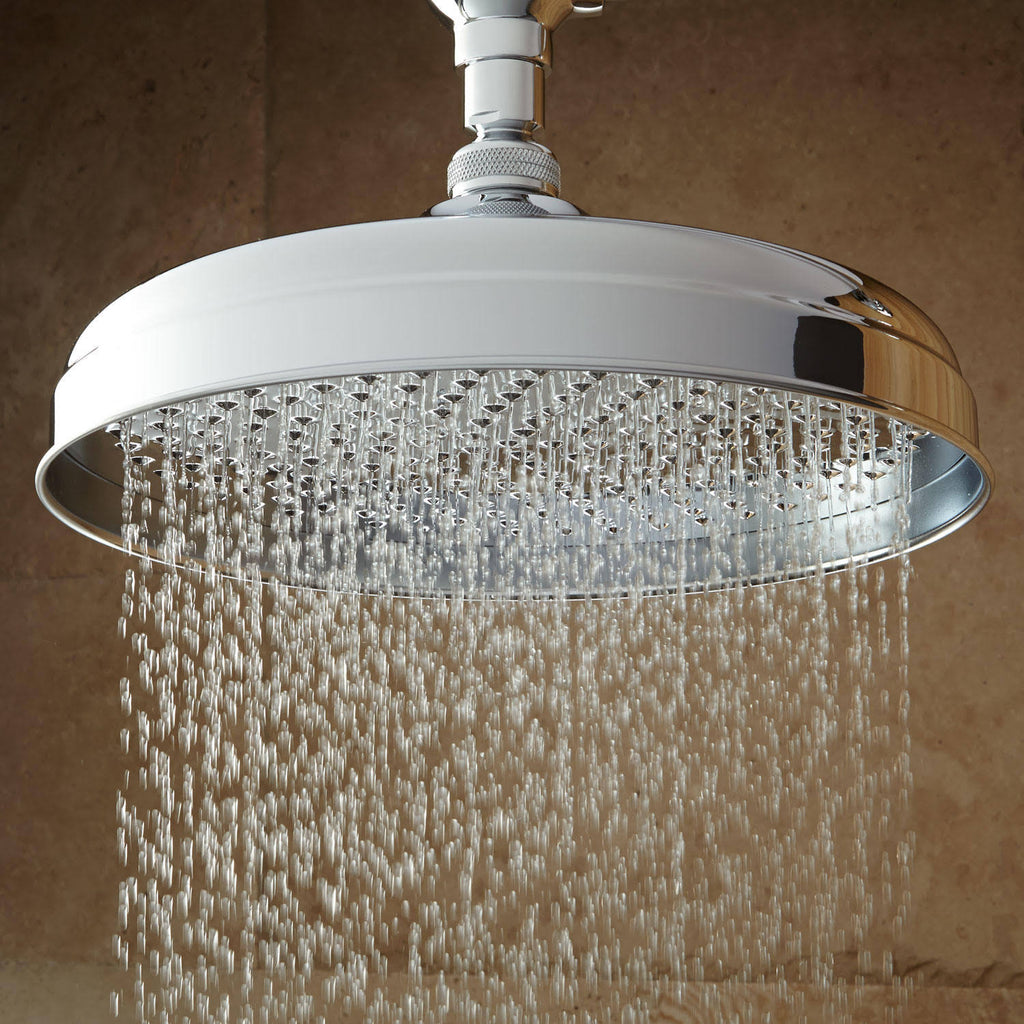 Chrome Rainfall Shower Head with Ornate Arm V387