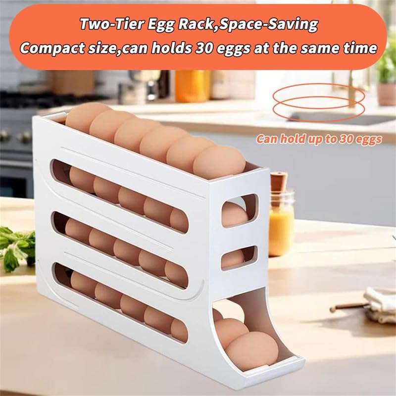30 Egg Container Auto Rolling Egg Tray Storage (Gray) U77342