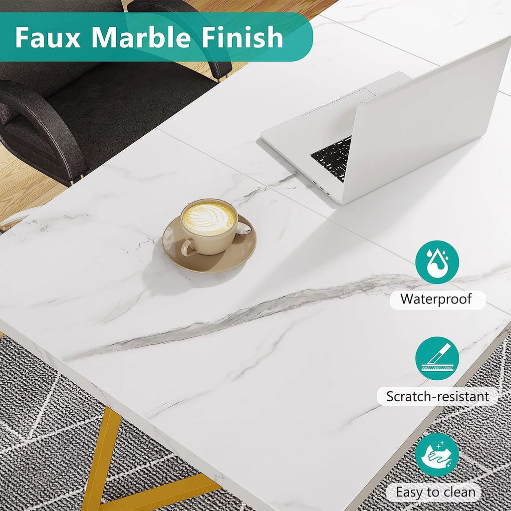 White Faux Marble Dining Table R74115