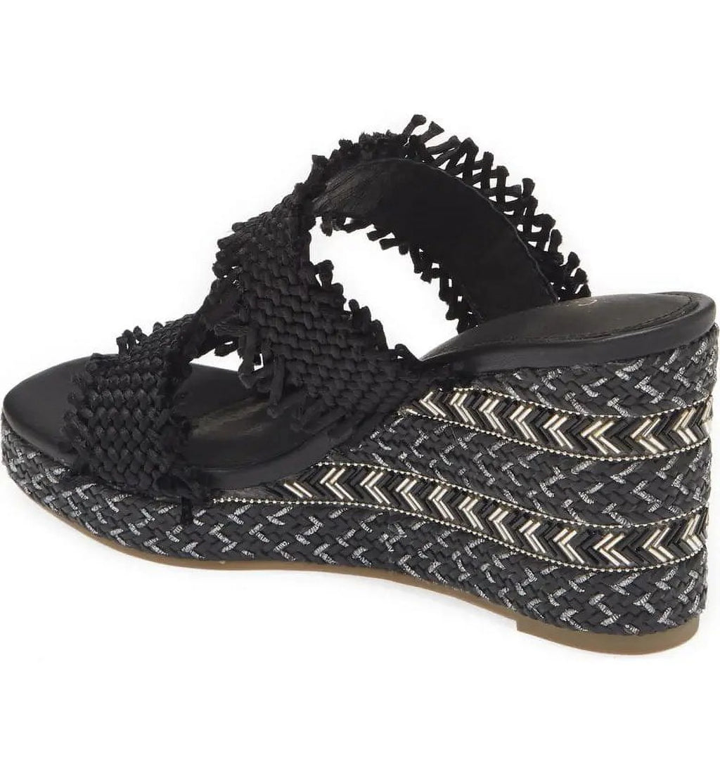 Black Platform Wedge Sandals F924664