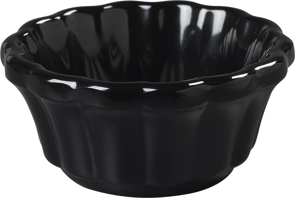 Black Melamine Scalloped Ramekin, 2 oz, Pack of 48 E658615
