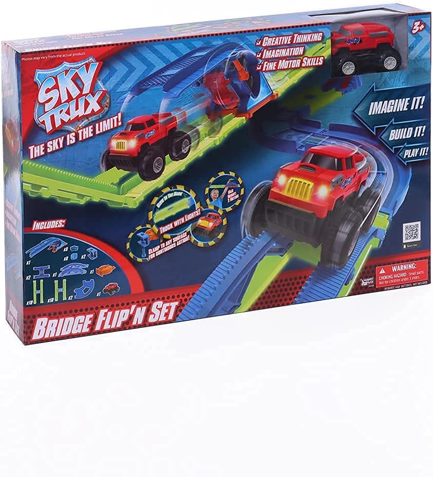 Glow in The Dark Race Car Track Playset, 45 Pcs with Lights G709
