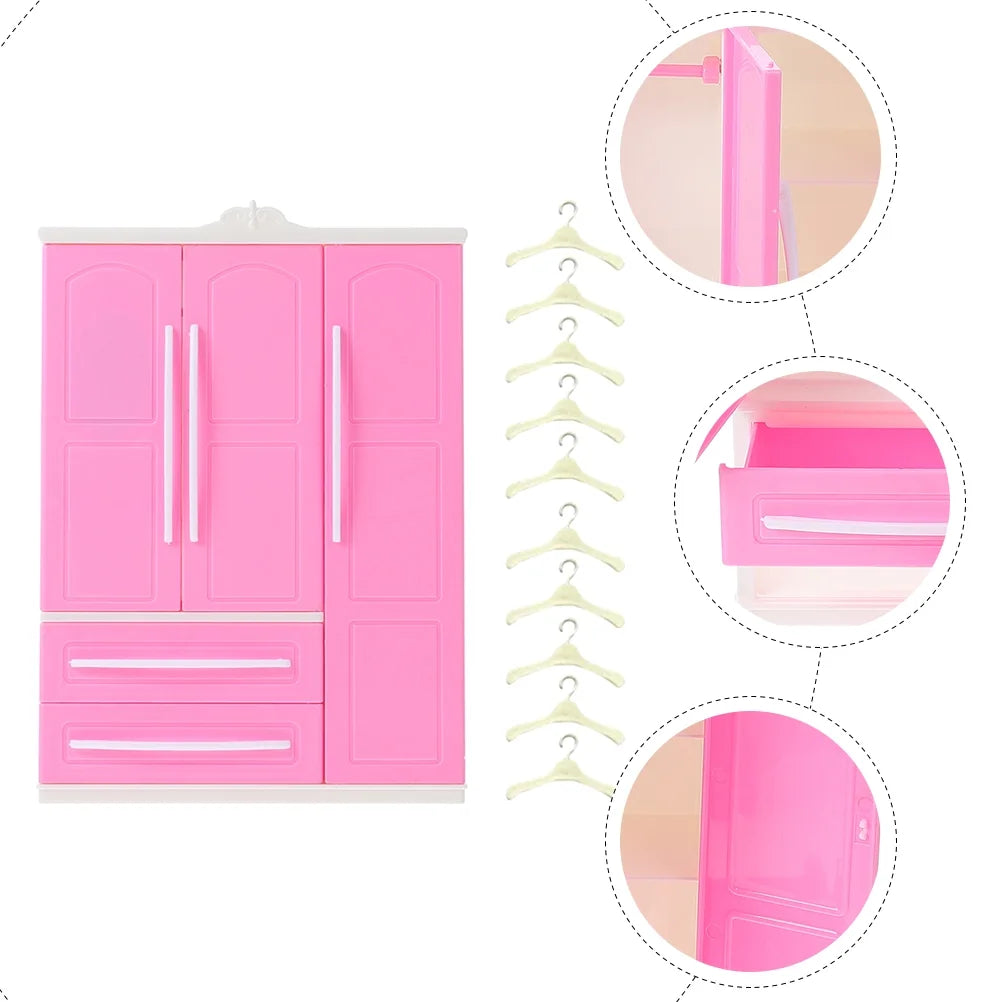 Doll Wardrobe Coat Hangers Furniture Storage Closet Rack T223