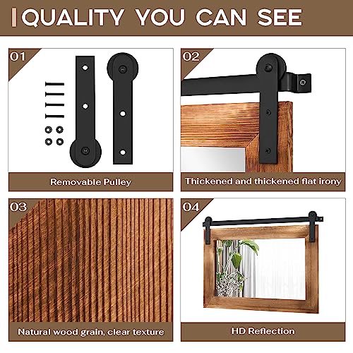 41" x 26" Rustic Wood Framed Wall Mirror (Brown) F29079