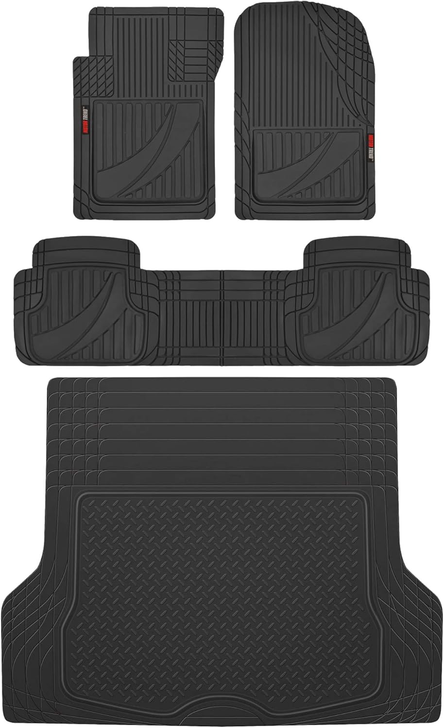 Rubber Car Floor Mats with Trunk Mat Cargo Liner, Front & Rear Combo Set N73490