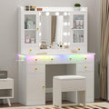 White Vanity Desk with Mirror and Lights S75878