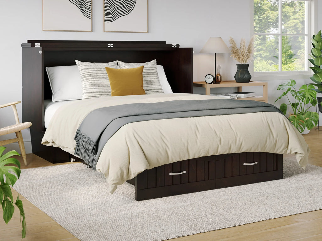 Queen Solid Wood Murphy Bed Chest with Mattress S766656