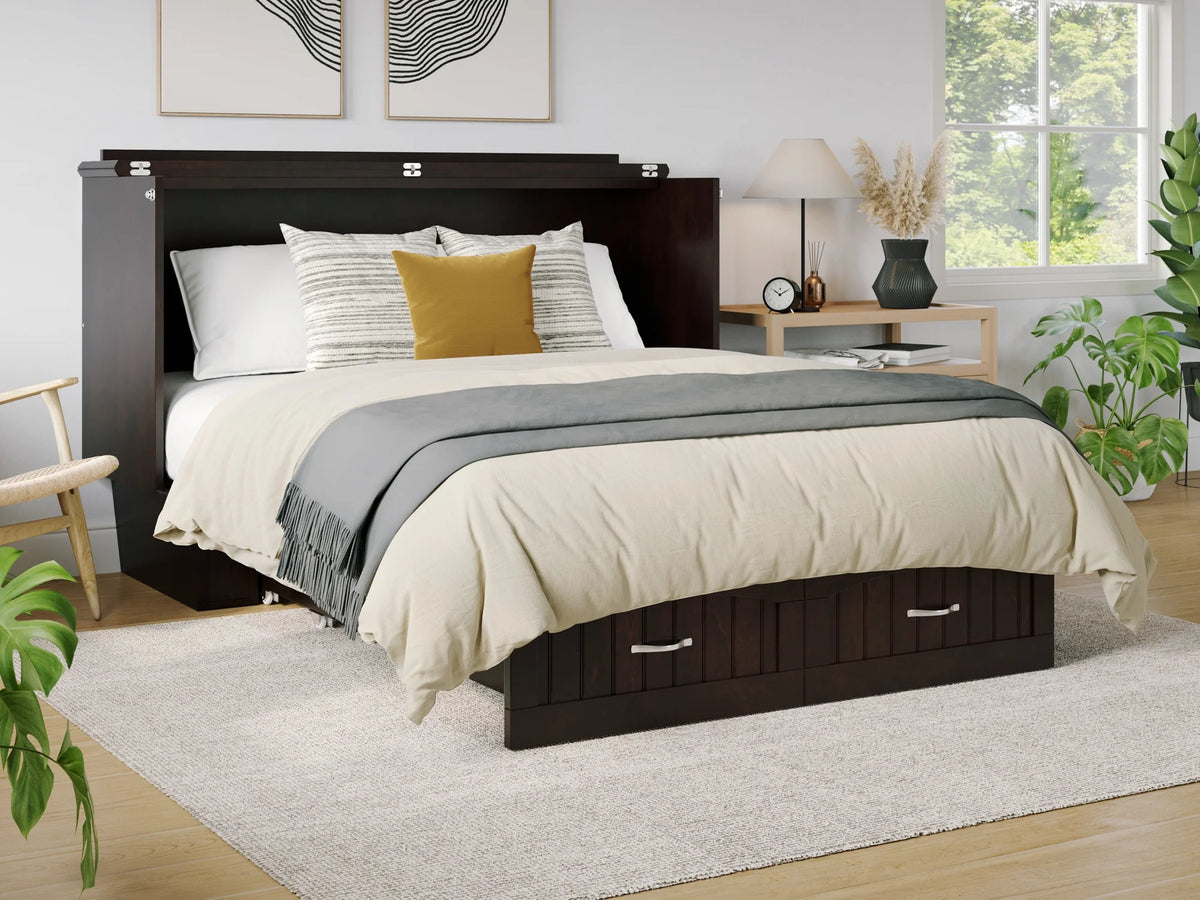 Queen Solid Wood Murphy Bed Chest with Mattress S766656