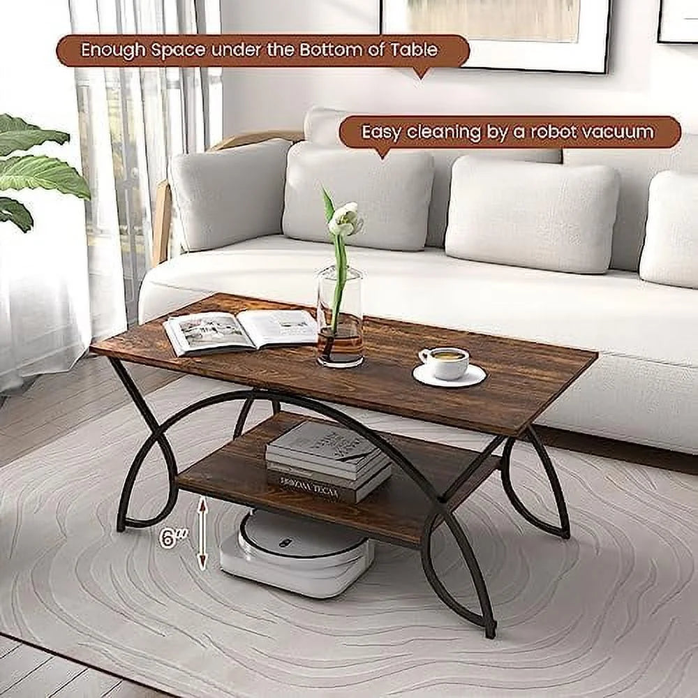 2-Tier Rectangular Faux Marble Coffee Table G990