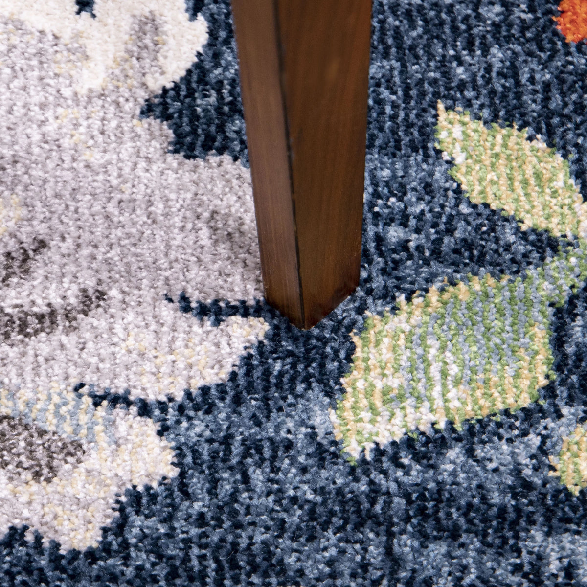 Dark Blue Floral Area Rug O265181