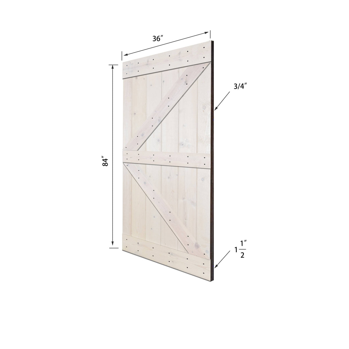 Paneled Wood Barn Door with Installation Hardware Kit D666596
