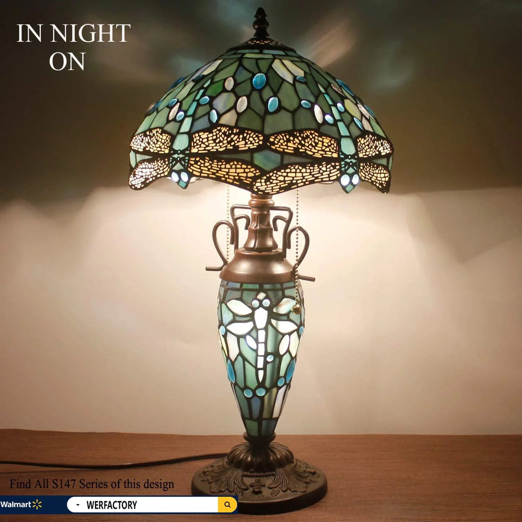 Sea Blue Stained Glass Table Lamp N859