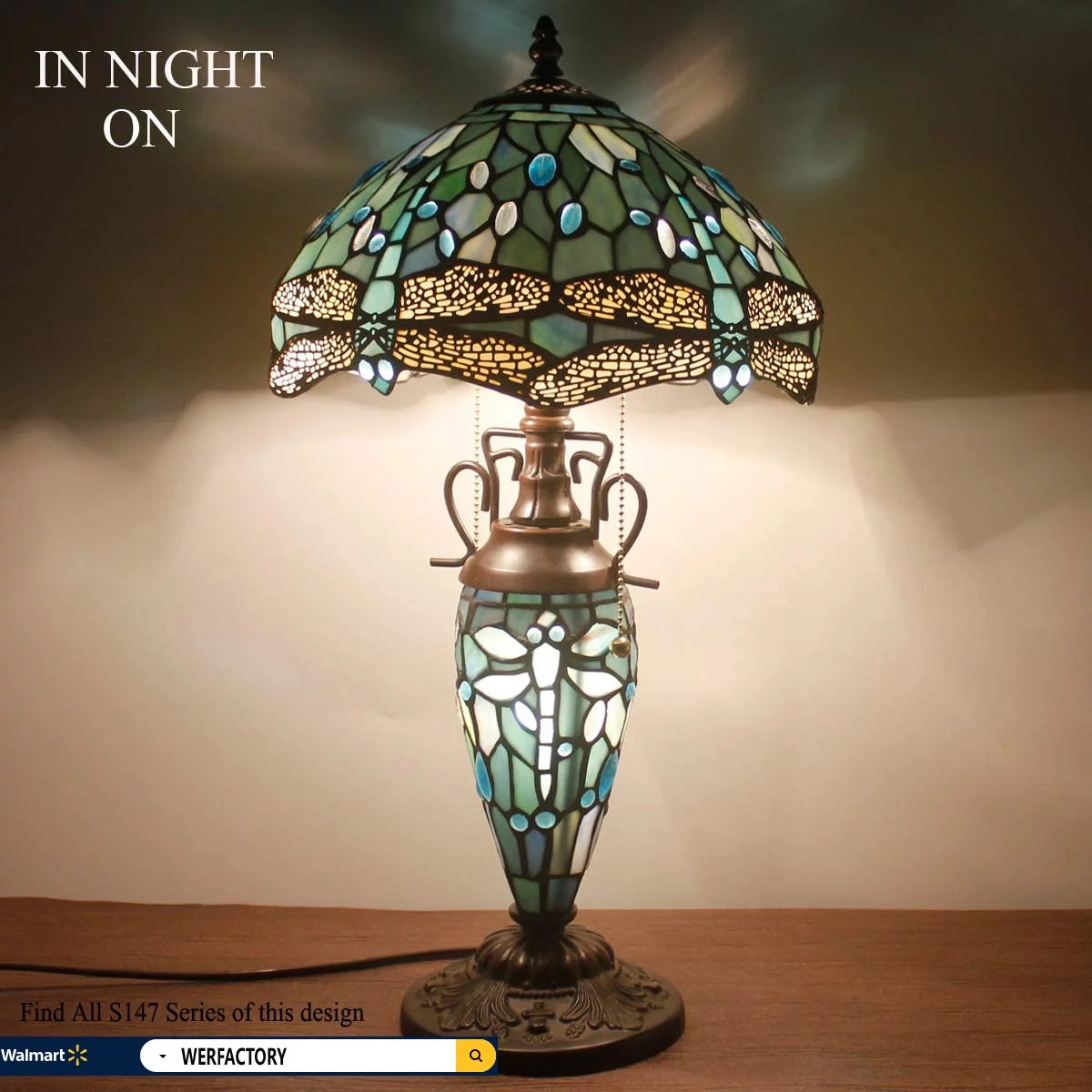 Sea Blue Stained Glass Table Lamp N859