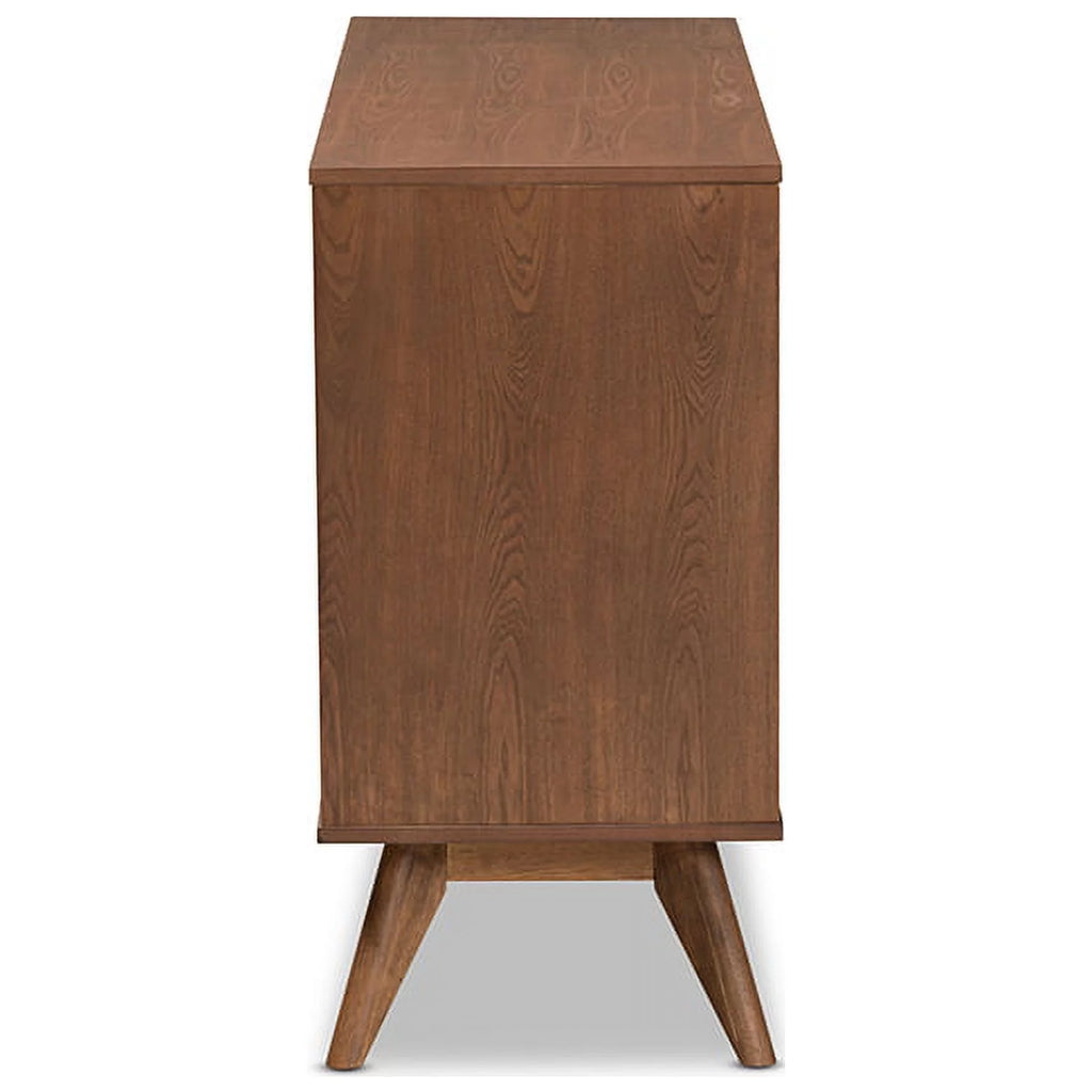 Walnut Brown Wood and Synthetic Rattan 6-Drawer Dresser Q3736
