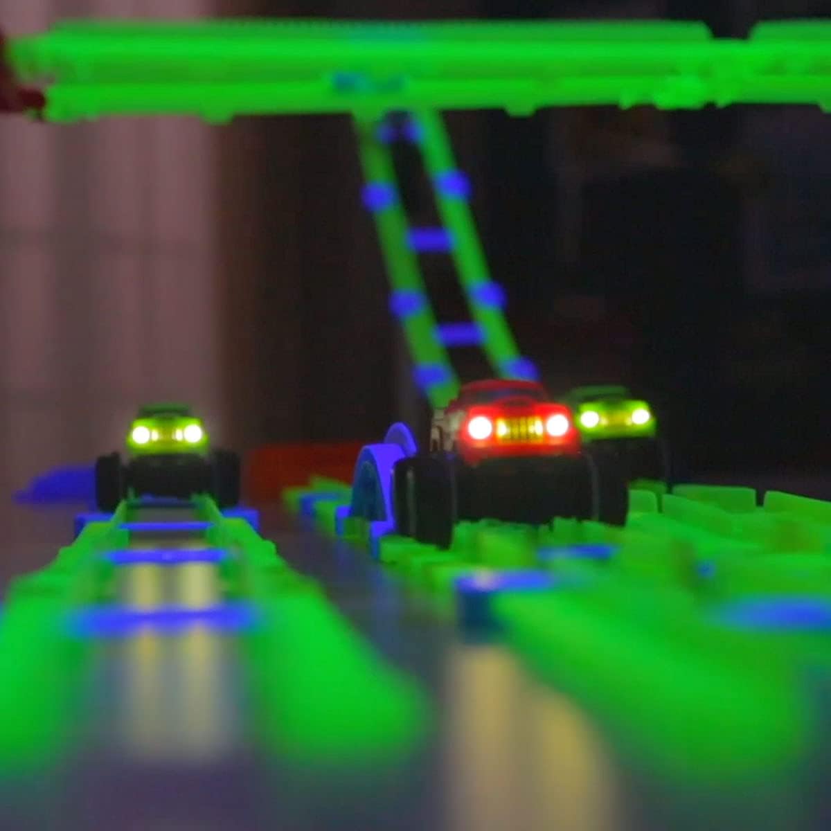 Glow in The Dark Race Car Track Playset, 45 Pcs with Lights G709