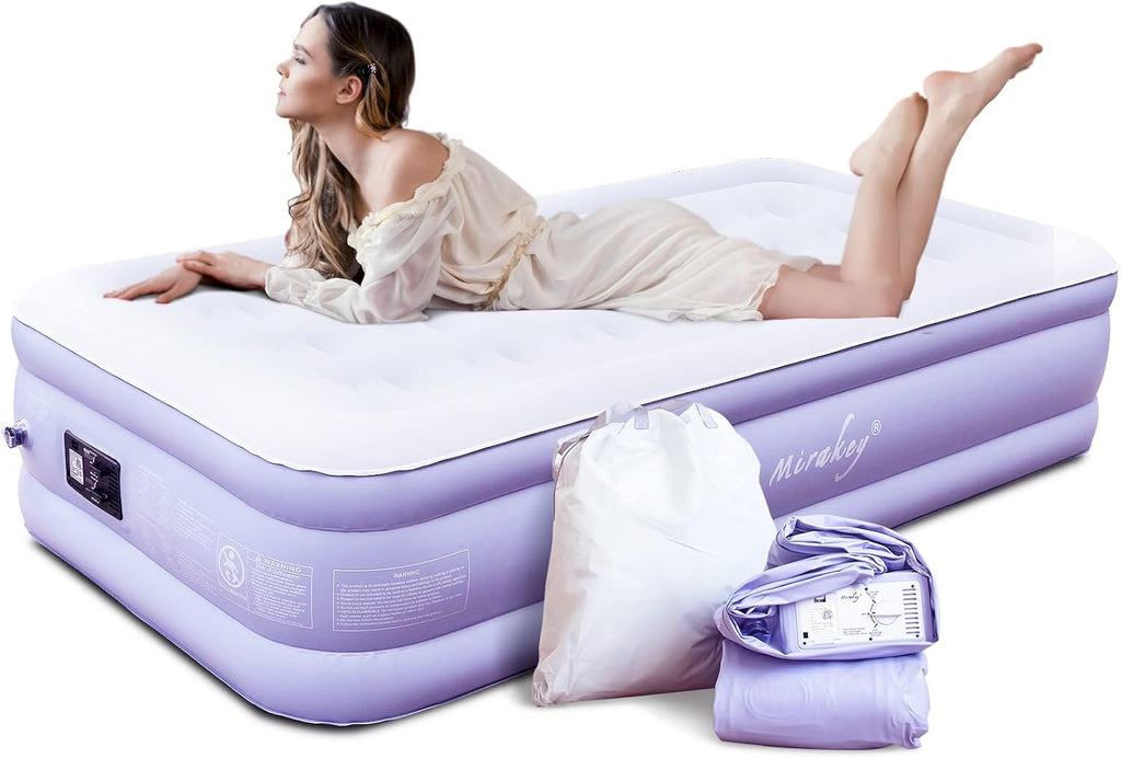 Queen Air Mattress with Built in Pump 18'' Double High Inflatable Bed C2686