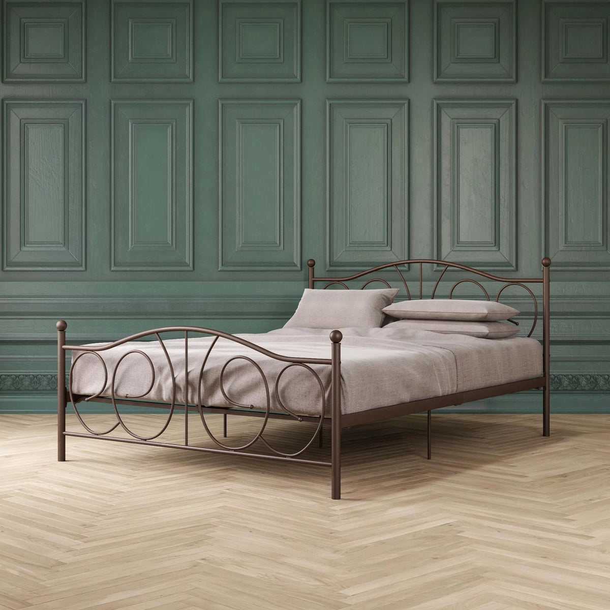 Queen Bronze Metal Platform Bed Y2873