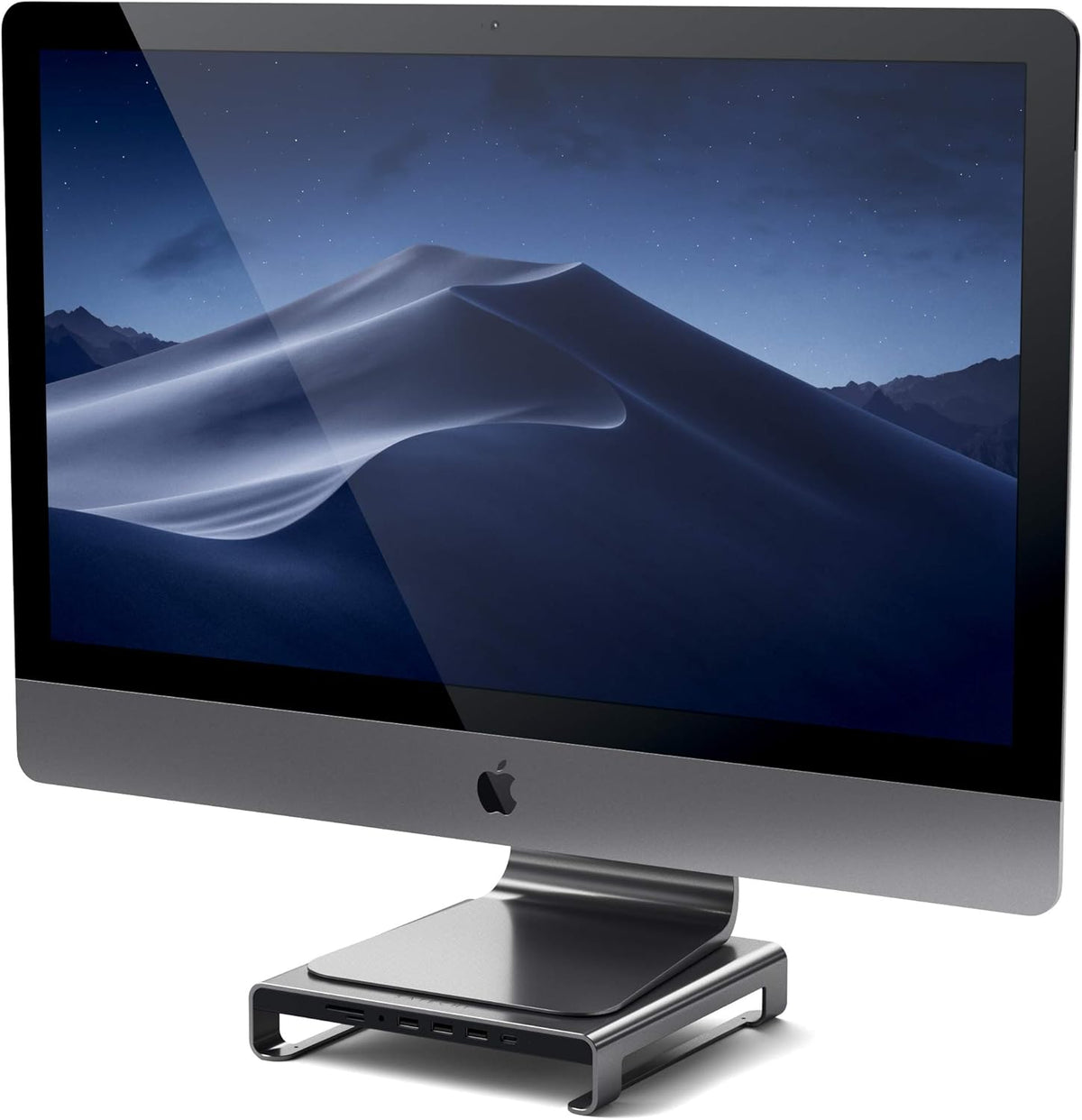 Type-C Aluminum Monitor Stand Hub with USB-C Data, USB 3.0, Micro/SD Card Slots & 3.5mm Headphone Jack G26640