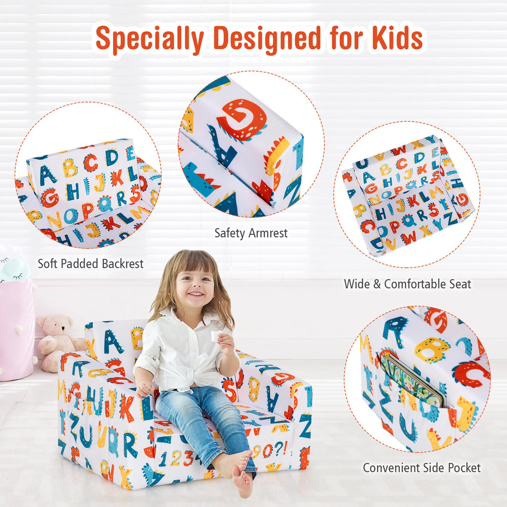 2 in 1 Kids Convertible Sofa Chair Lounger G857237