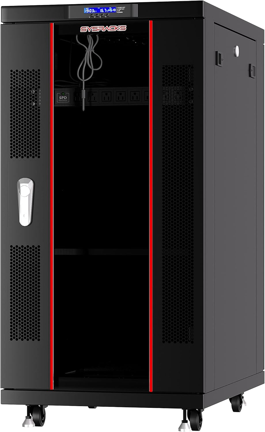 22U Locking Server Rack Cabinet on Casters with Cooling Fan N1148