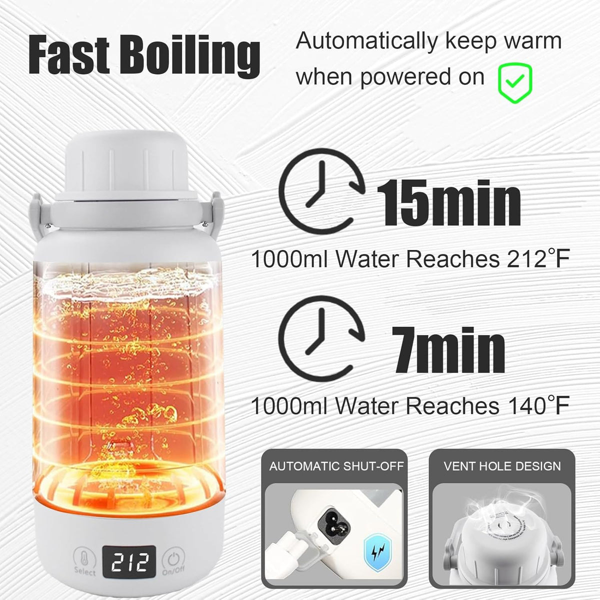 1L Electric Kettle with Temperature Control and LCD Display Z637