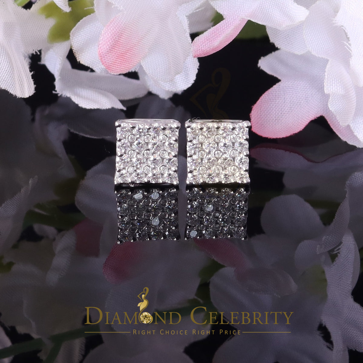 925 Silver White Moissanite Square Stud Earrings X203048