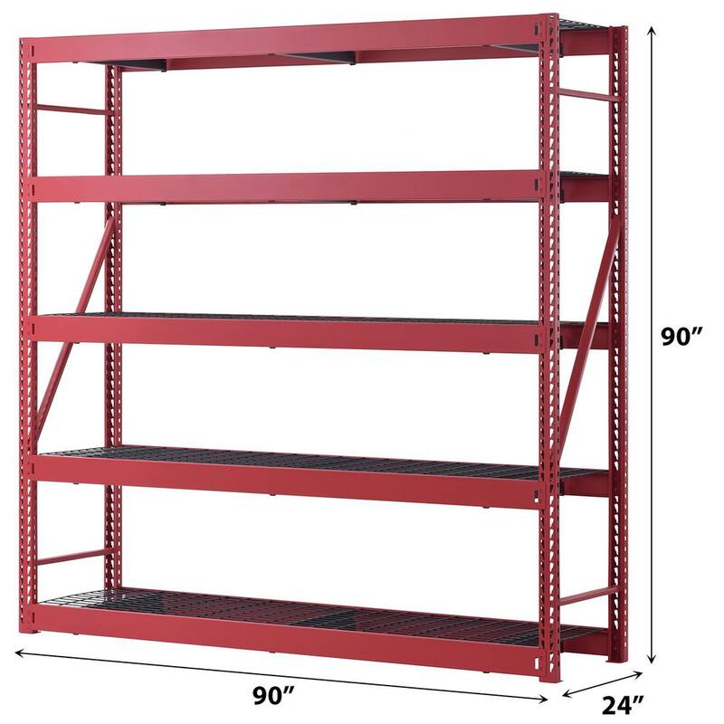 5-Tier Steel Garage Storage Shelving Unit in Red Z238616