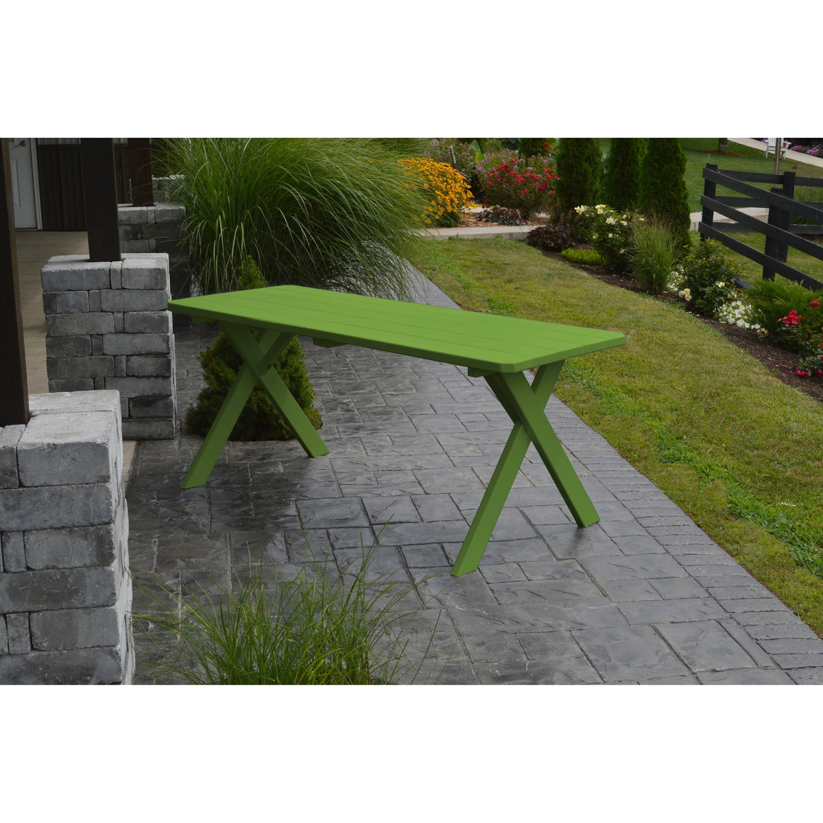 Lime Green Cross-leg Picnic Table V5613