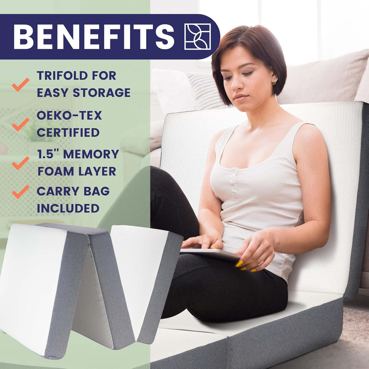 Trifold Memory Foam Mattress with Carry Bag R88566