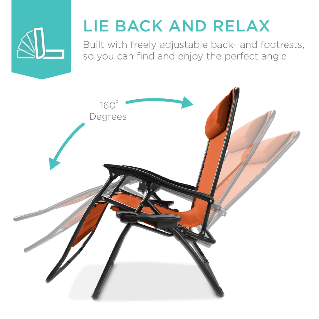 Terracotta Orange 2-Person Zero Gravity Chair with Cup Holders C164