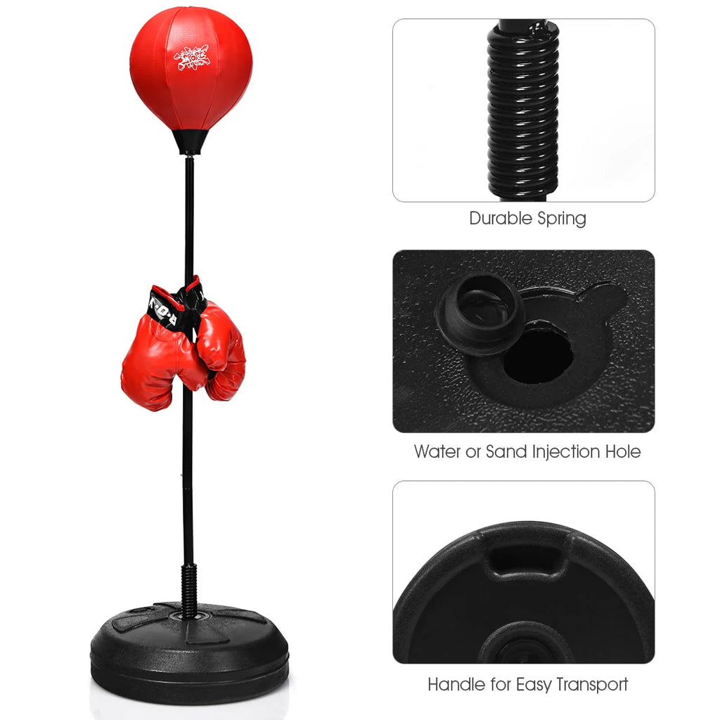 Boxing Punching Bag with Height Adjustable Stand and Boxing Gloves W3366