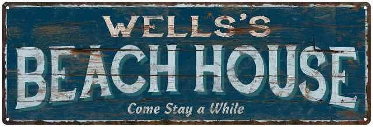 Beach House Blue Rustic Cabin Home Decor 6x18 Metal C15671