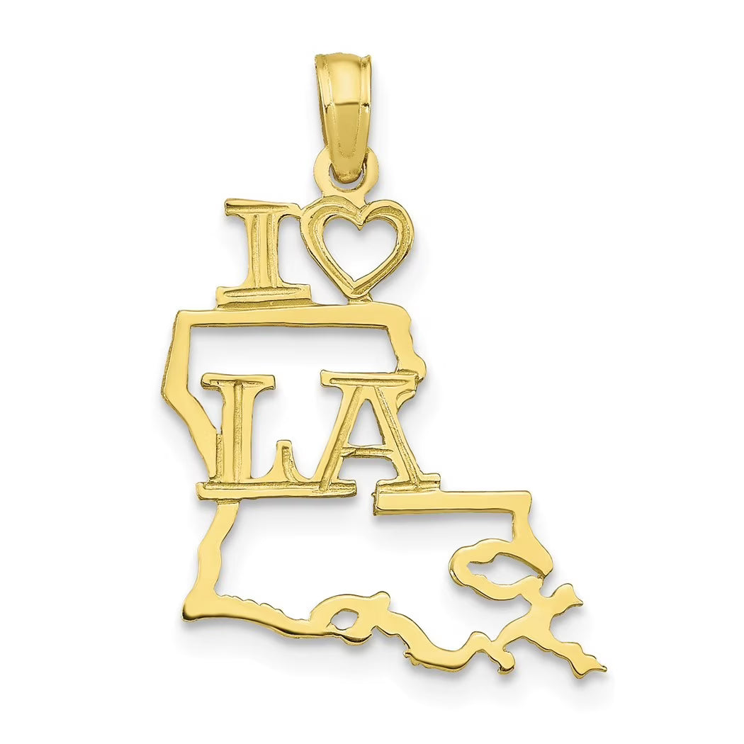 10k Gold Solid Louisiana State Pendant Necklace Jewelry .6 Grams S32947