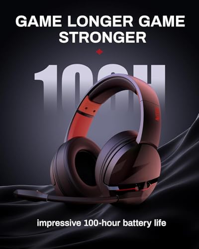 Black Wireless Gaming Headset with 2.4GHz Bluetooth 5.3, 100Hrs Battery, Noise Canceling Mic, 50mm Drivers B371