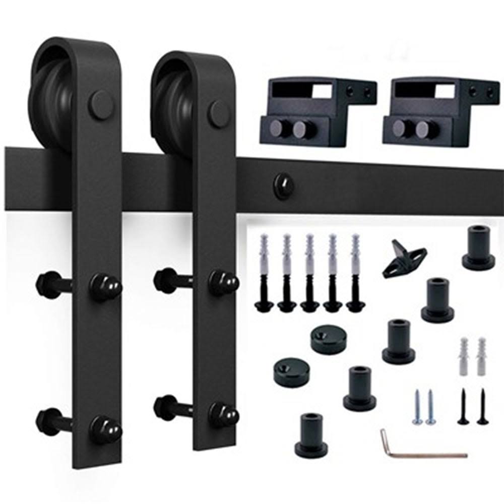 Paneled Wood Barn Door with Installation Hardware Kit D666596