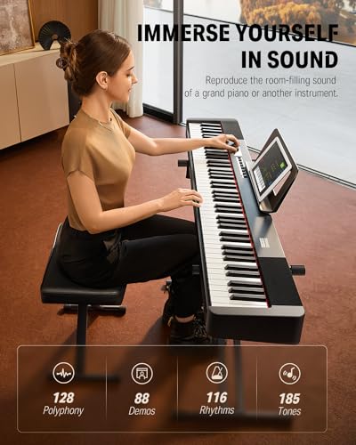 88 Key Weighted Full Size Digital Piano with Stand and Sustain Pedal B7831
