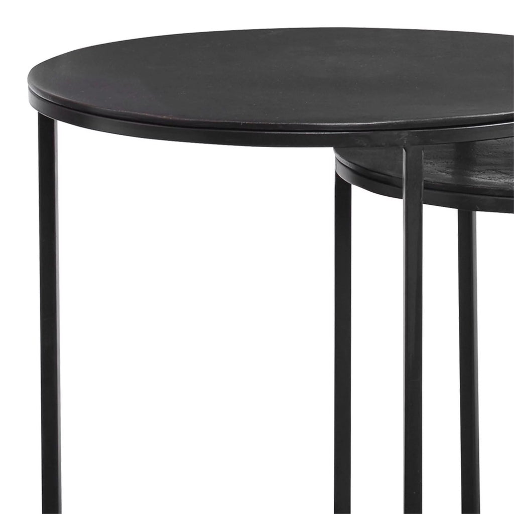 Metal Frame Round Top Nesting Tables, Set of 3, Espresso B61055