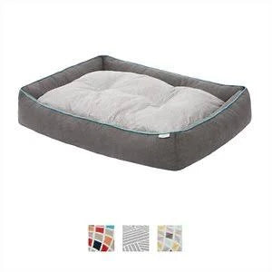 Gray Basket Weave Print X-Large Orthopedic Bolster Cat Dog Bed S37846